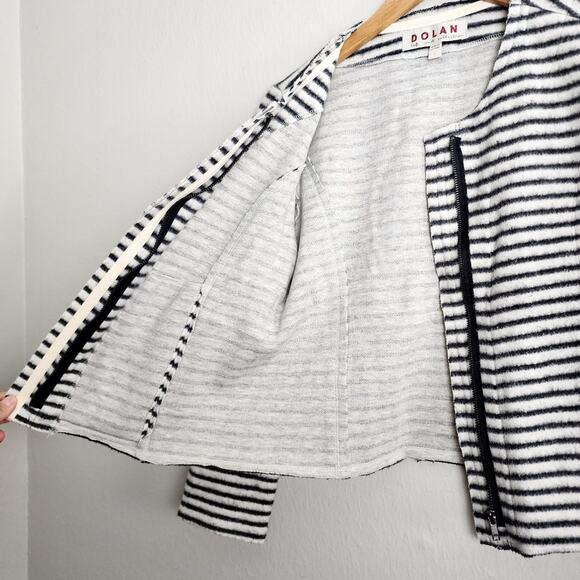 Dolan Anthropologie Left Coast Collection Striped Brushed Fleece Moto Jacket - Picture 10 of 14